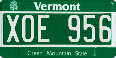 VT license plate XOE956