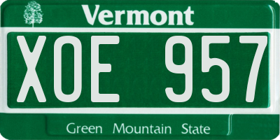 VT license plate XOE957