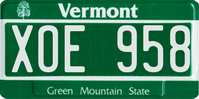 VT license plate XOE958