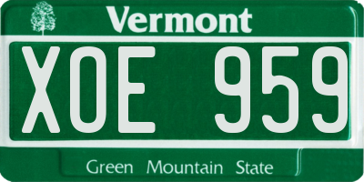 VT license plate XOE959