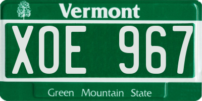 VT license plate XOE967