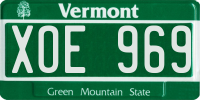 VT license plate XOE969