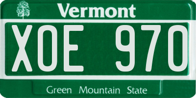 VT license plate XOE970