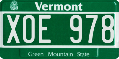 VT license plate XOE978