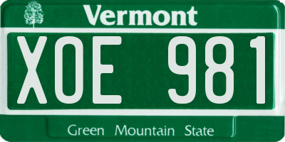 VT license plate XOE981