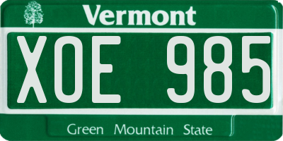 VT license plate XOE985