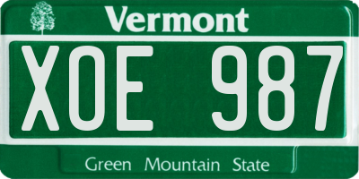 VT license plate XOE987