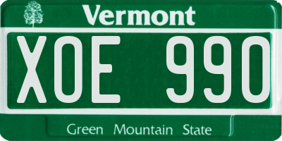 VT license plate XOE990