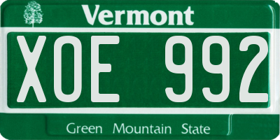 VT license plate XOE992