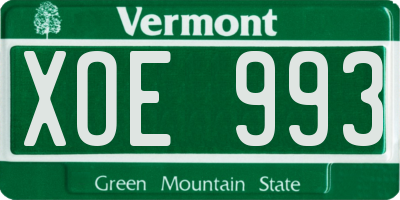 VT license plate XOE993