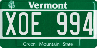 VT license plate XOE994