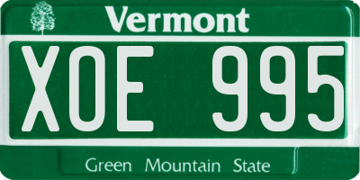 VT license plate XOE995