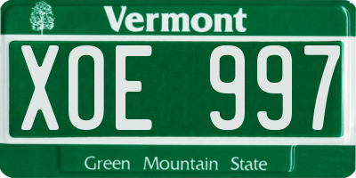 VT license plate XOE997