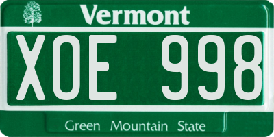 VT license plate XOE998