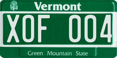 VT license plate XOF004