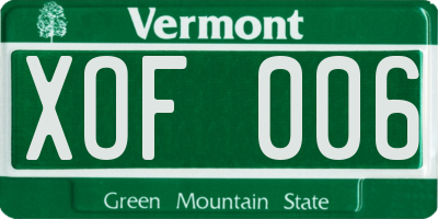 VT license plate XOF006