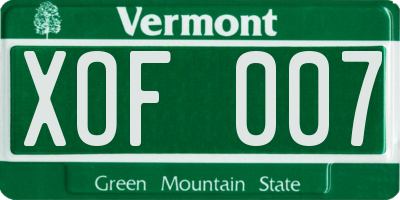 VT license plate XOF007