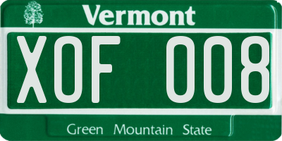 VT license plate XOF008