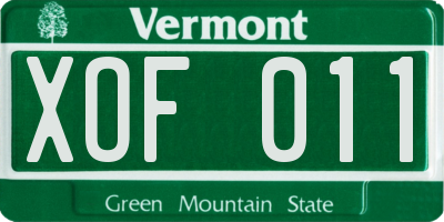 VT license plate XOF011
