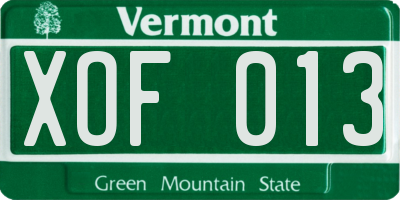 VT license plate XOF013