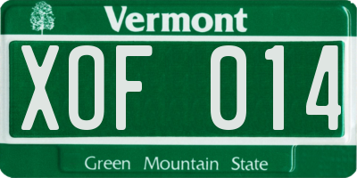 VT license plate XOF014