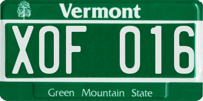VT license plate XOF016