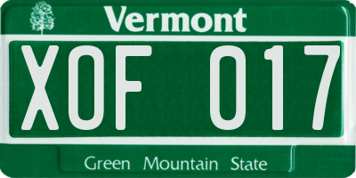 VT license plate XOF017