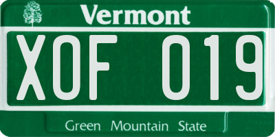 VT license plate XOF019