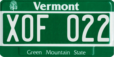 VT license plate XOF022