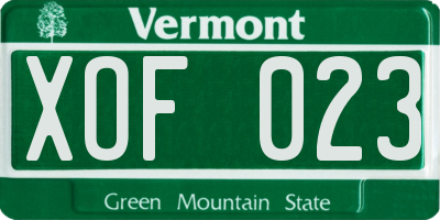 VT license plate XOF023
