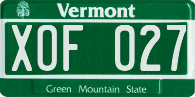 VT license plate XOF027