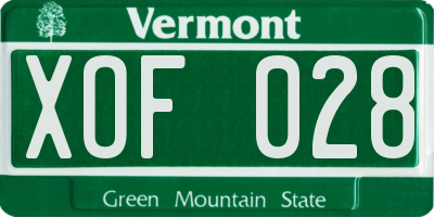 VT license plate XOF028