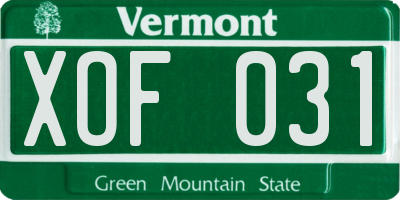 VT license plate XOF031