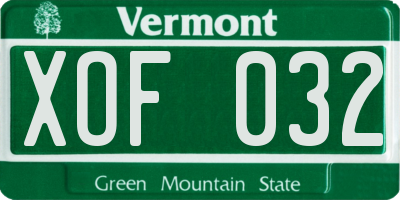 VT license plate XOF032