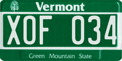 VT license plate XOF034