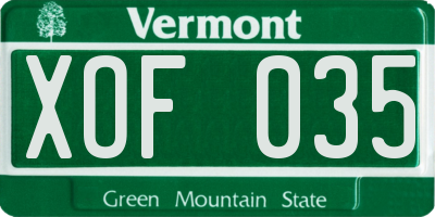 VT license plate XOF035