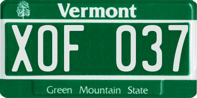 VT license plate XOF037