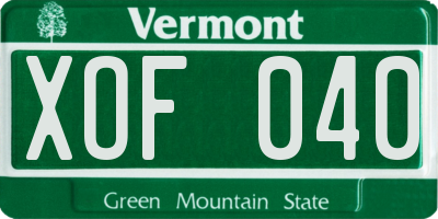 VT license plate XOF040