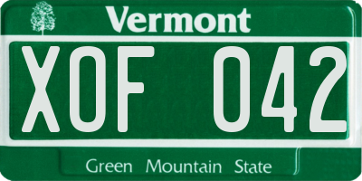 VT license plate XOF042