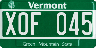 VT license plate XOF045