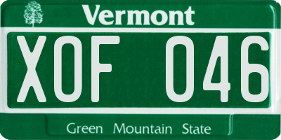 VT license plate XOF046