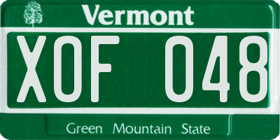 VT license plate XOF048