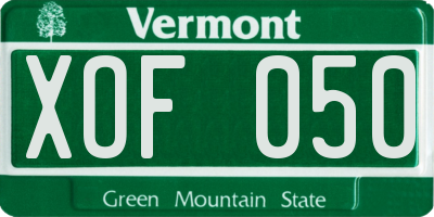 VT license plate XOF050