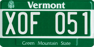 VT license plate XOF051