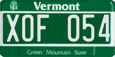VT license plate XOF054