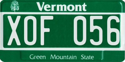 VT license plate XOF056