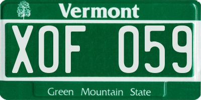 VT license plate XOF059