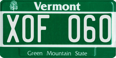 VT license plate XOF060
