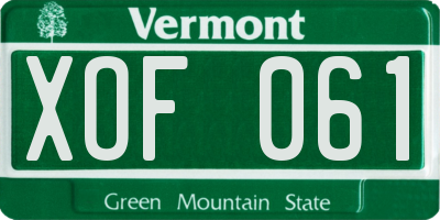VT license plate XOF061