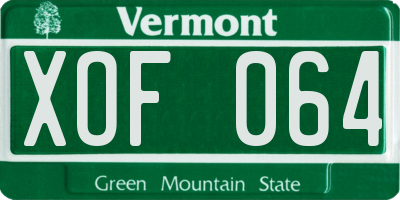 VT license plate XOF064
